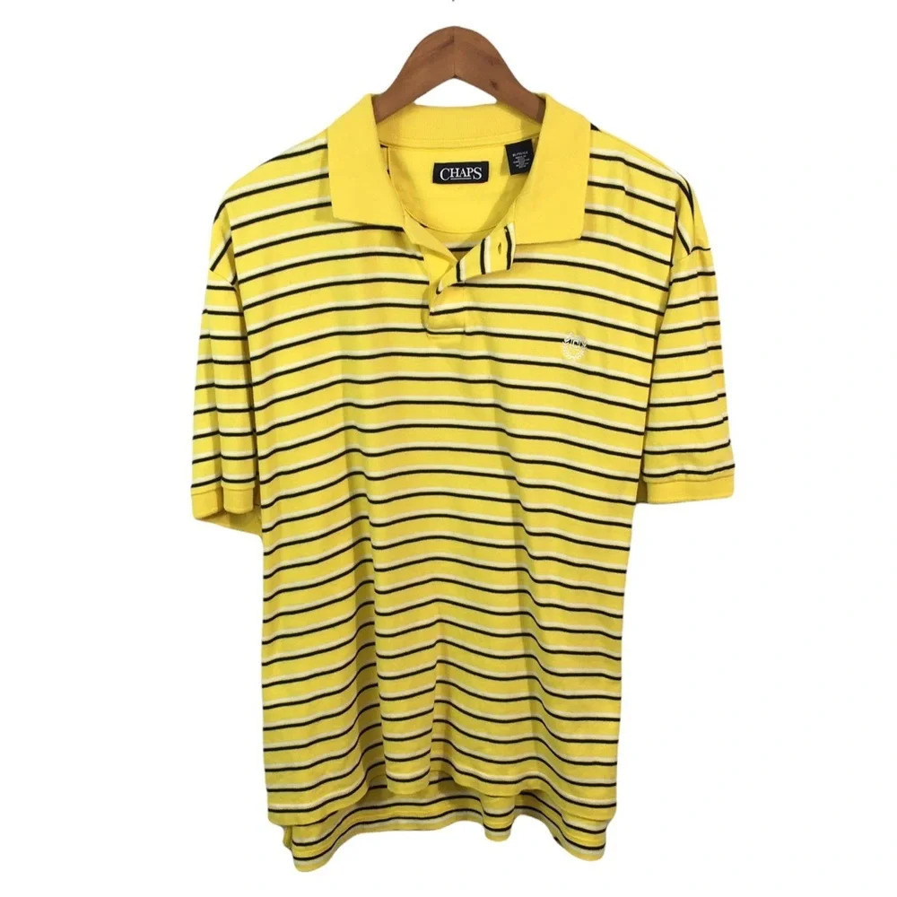 PO487 Mens CHAPS Ralph Lauren Preppy Striped Short Sleeve Polo Shirt XL